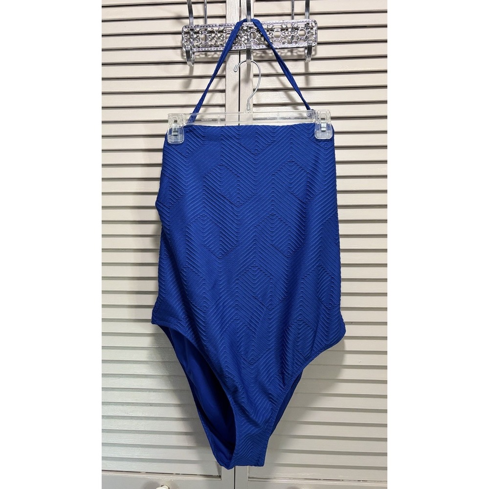 Love And Sports Blue One Piece Swimsuit‎ Remov. Strap Size XL Tie Back High Leg